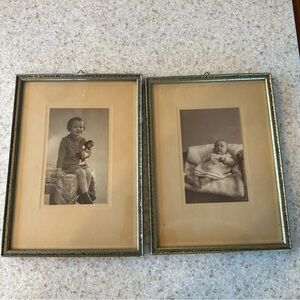 2 Glass & Metal Framed Vintage Photos